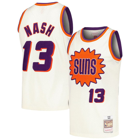 Steve Nash Phoenix Suns Mitchell & Ness Chainstitch Swingman Jersey - Cream Official NBA Team Apparel Basketball Fan Gear