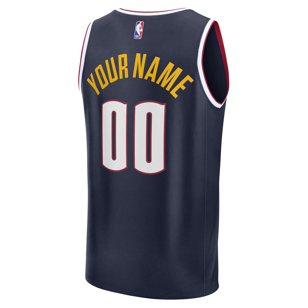Denver Nuggets Fanatics Fast Break Custom Jersey - Icon Edition - Navy Official NBA Team Apparel Basketball Fan Gear