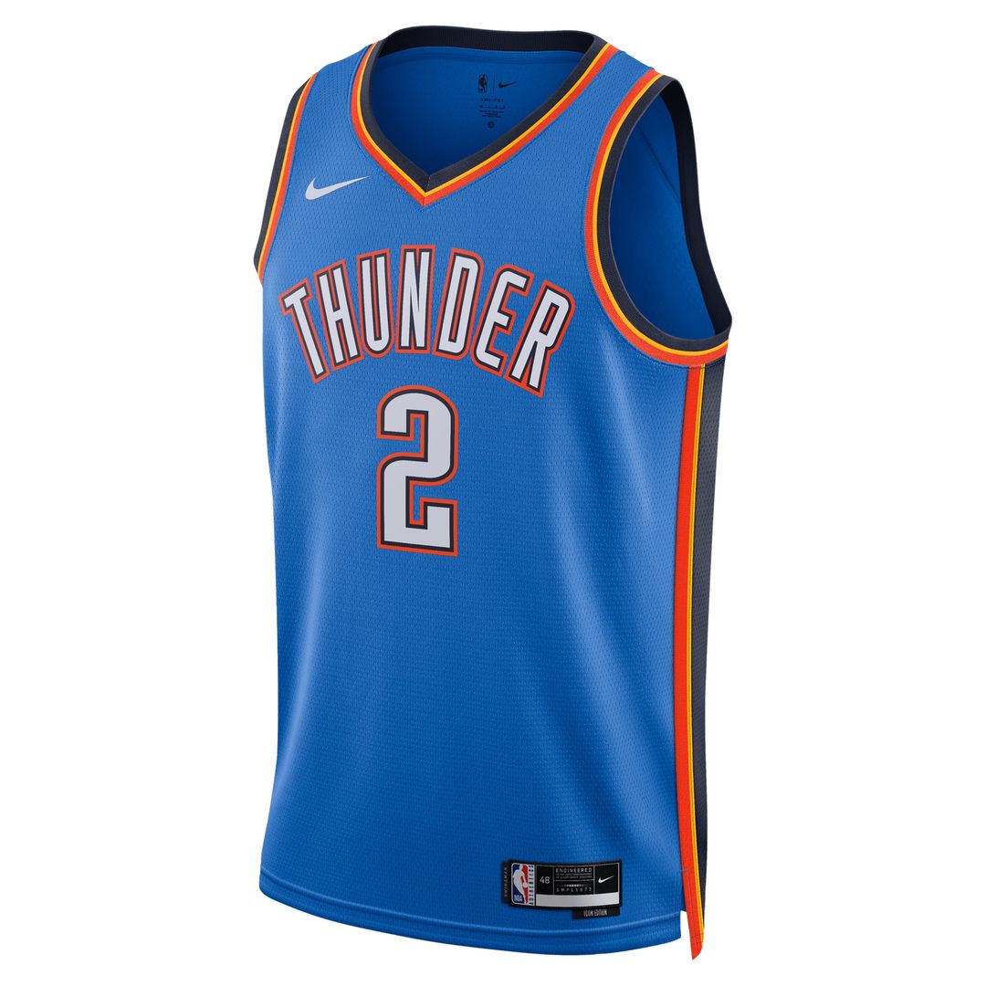 Shai Gilgeous-Alexander Oklahoma City Thunder Nike Unisex Badge Swingman Replica Jersey - Icon Edition - Blue Official NBA Team Apparel Basketball Fan
