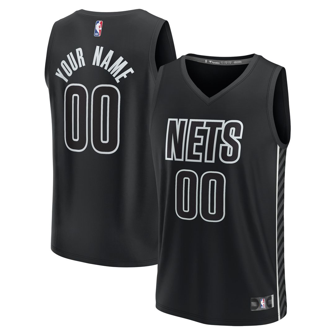 Brooklyn Nets Fanatics Custom Fast Break Jersey - Statement Edition - Black Official NBA Team Apparel Basketball Fan Gear
