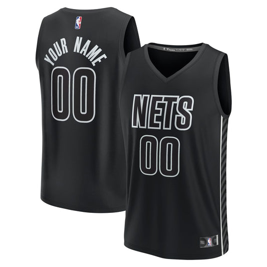 Brooklyn Nets Fanatics Custom Fast Break Jersey - Statement Edition - Black Official NBA Team Apparel Basketball Fan Gear