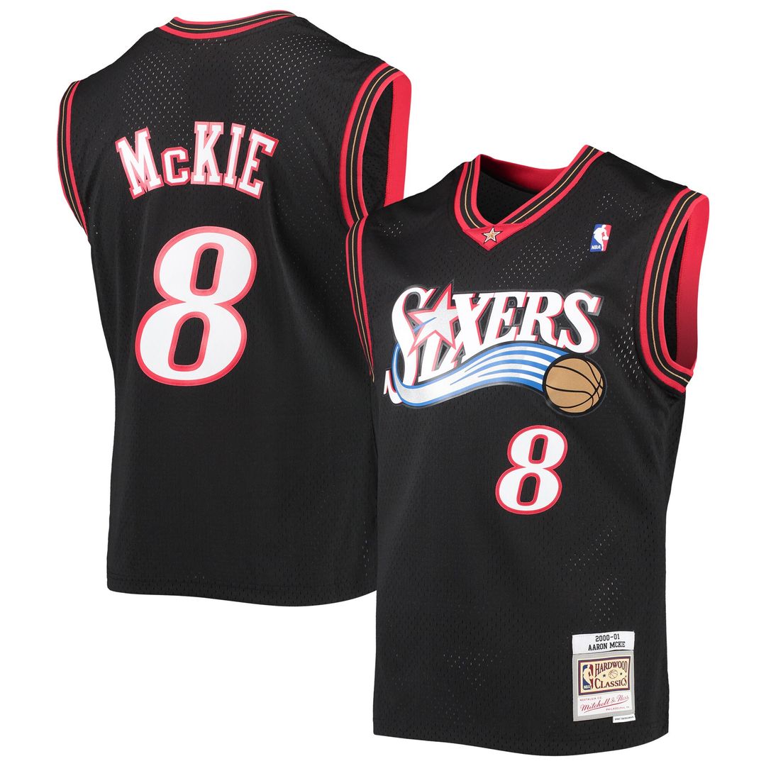 Aaron McKie Philadelphia 76ers Mitchell & Ness Hardwood Classics Swingman Jersey - Black Official NBA Team Apparel Basketball Fan Gear