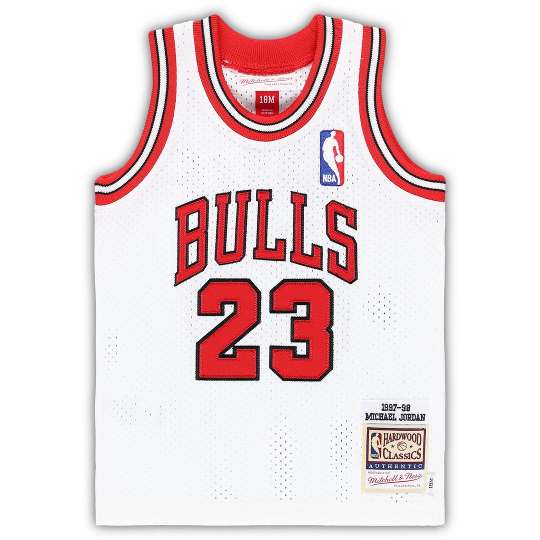 Michael Jordan Chicago Bulls Mitchell & Ness Infant 1997/98 Hardwood Classics Authentic Jersey - White Official NBA Team Apparel Basketball Fan Gear