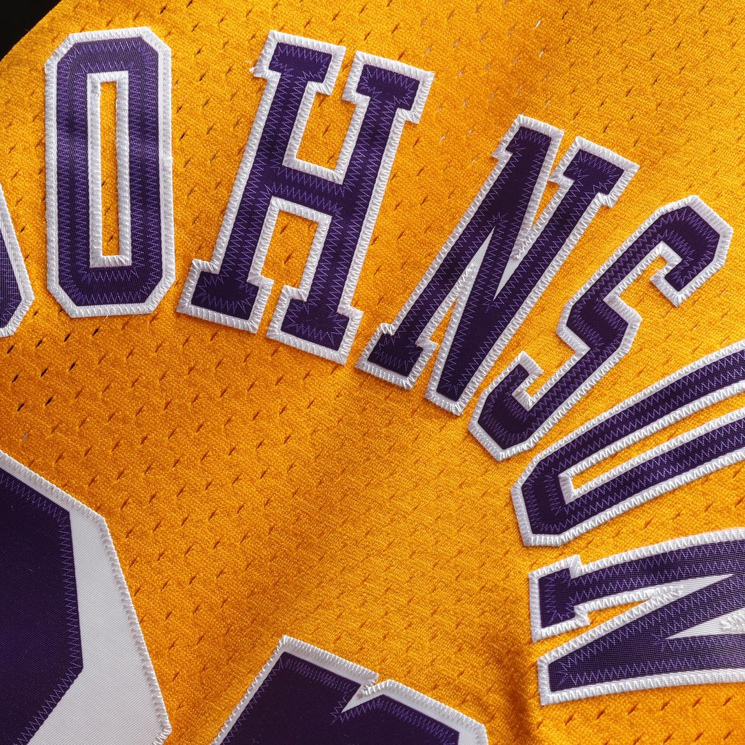 Magic Johnson Los Angeles Lakers Mitchell & Ness 1984/85 Hardwood Classics Swingman Jersey - Purple Official NBA Team Apparel Basketball Fan Gear
