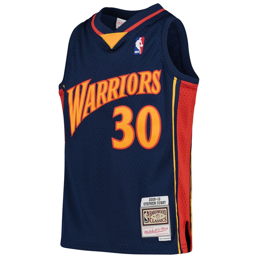 Stephen Curry Golden State Warriors Mitchell & Ness Youth 2009-10 Hardwood Classics Swingman Throwback Jersey - Navy Official NBA Team Apparel Basketb