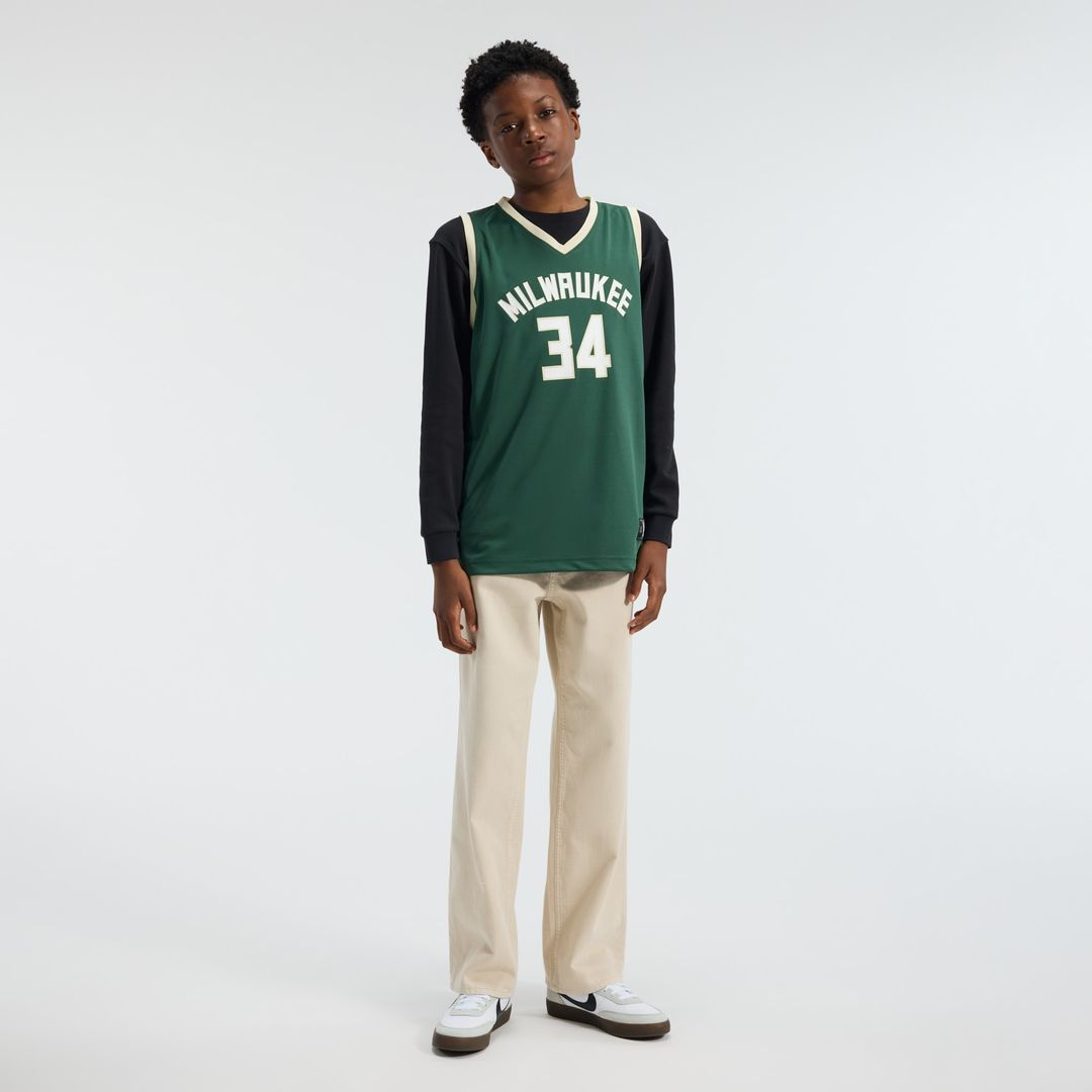 Giannis Antetokounmpo Milwaukee Bucks Fanatics Youth Fast Break Replica Player Jersey - Icon Edition - Hunter Green Official NBA Team Apparel Basketba