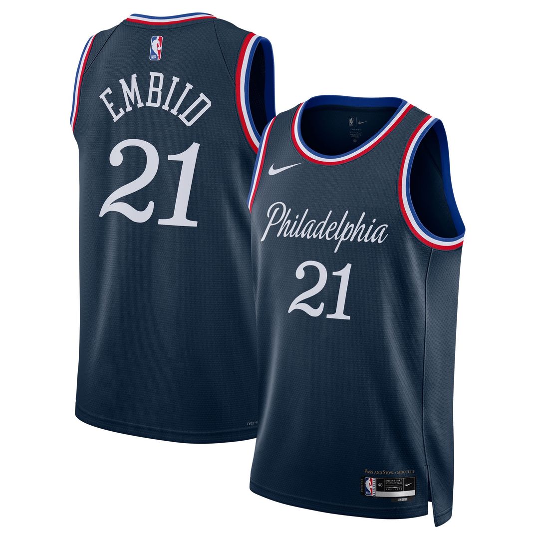 Joel Embiid Philadelphia 76ers Nike Unisex 2025/26 Swingman Jersey - Navy - City Edition Official NBA Team Apparel Basketball Fan Gear