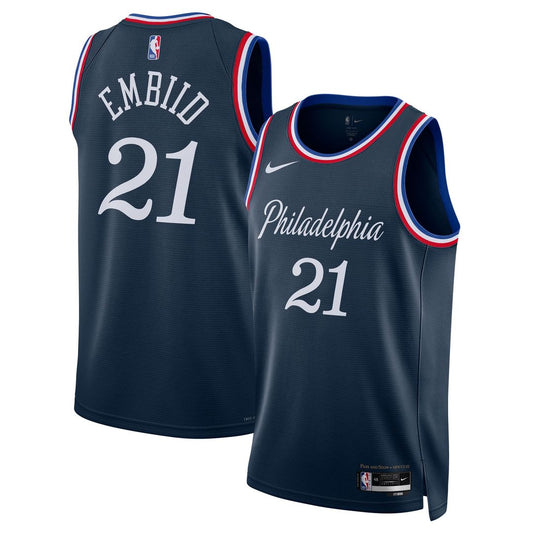 Joel Embiid Philadelphia 76ers Nike Unisex 2025/26 Swingman Jersey - Navy - City Edition Official NBA Team Apparel Basketball Fan Gear