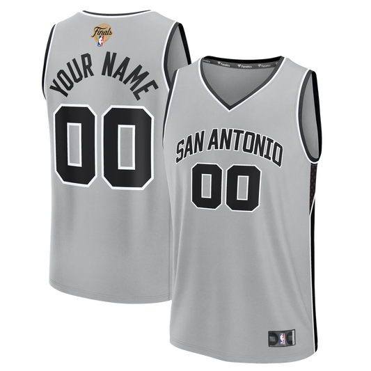 San Antonio Spurs Fanatics Youth 2026 NBA Finals Fast Break Custom Jersey - Statement Edition - Silver Official NBA Team Apparel Basketball Fan Gear