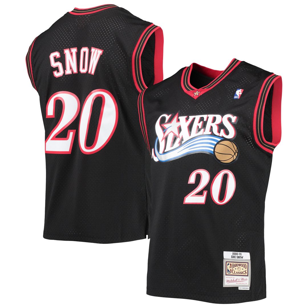 Eric Snow Philadelphia 76ers Mitchell & Ness 2000/01 Hardwood Classics Swingman Jersey - Black Official NBA Team Apparel Basketball Fan Gear