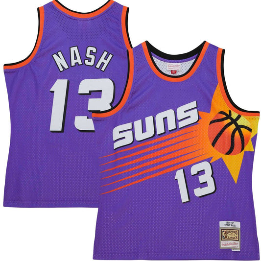 Steve Nash Phoenix Suns Mitchell & Ness Hardwood Classics 1996/97 Tropical Swingman Jersey - Purple Official NBA Team Apparel Basketball Fan Gear