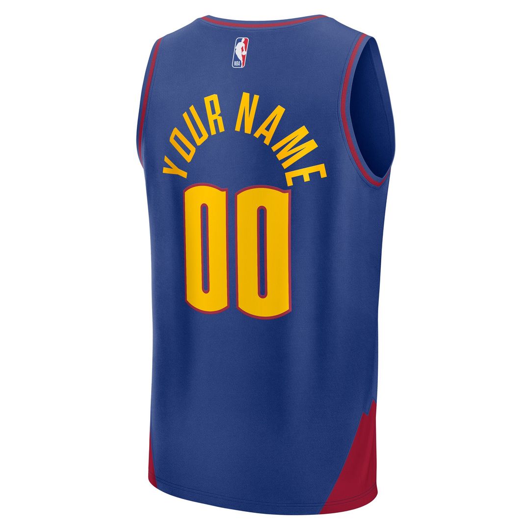 Denver Nuggets Fanatics Fast Break Custom Jersey - Statement Edition - Blue Official NBA Team Apparel Basketball Fan Gear