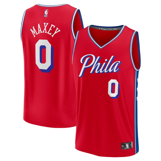 Tyrese Maxey Philadelphia 76ers Fanatics Fast Break Replica Player Jersey - Statement Edition - Red Official NBA Team Apparel Basketball Fan Gear