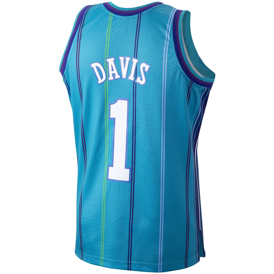 Baron Davis Charlotte Hornets Mitchell & Ness 1999/00 Hardwood Classics Swingman Jersey - Teal Official NBA Team Apparel Basketball Fan Gear