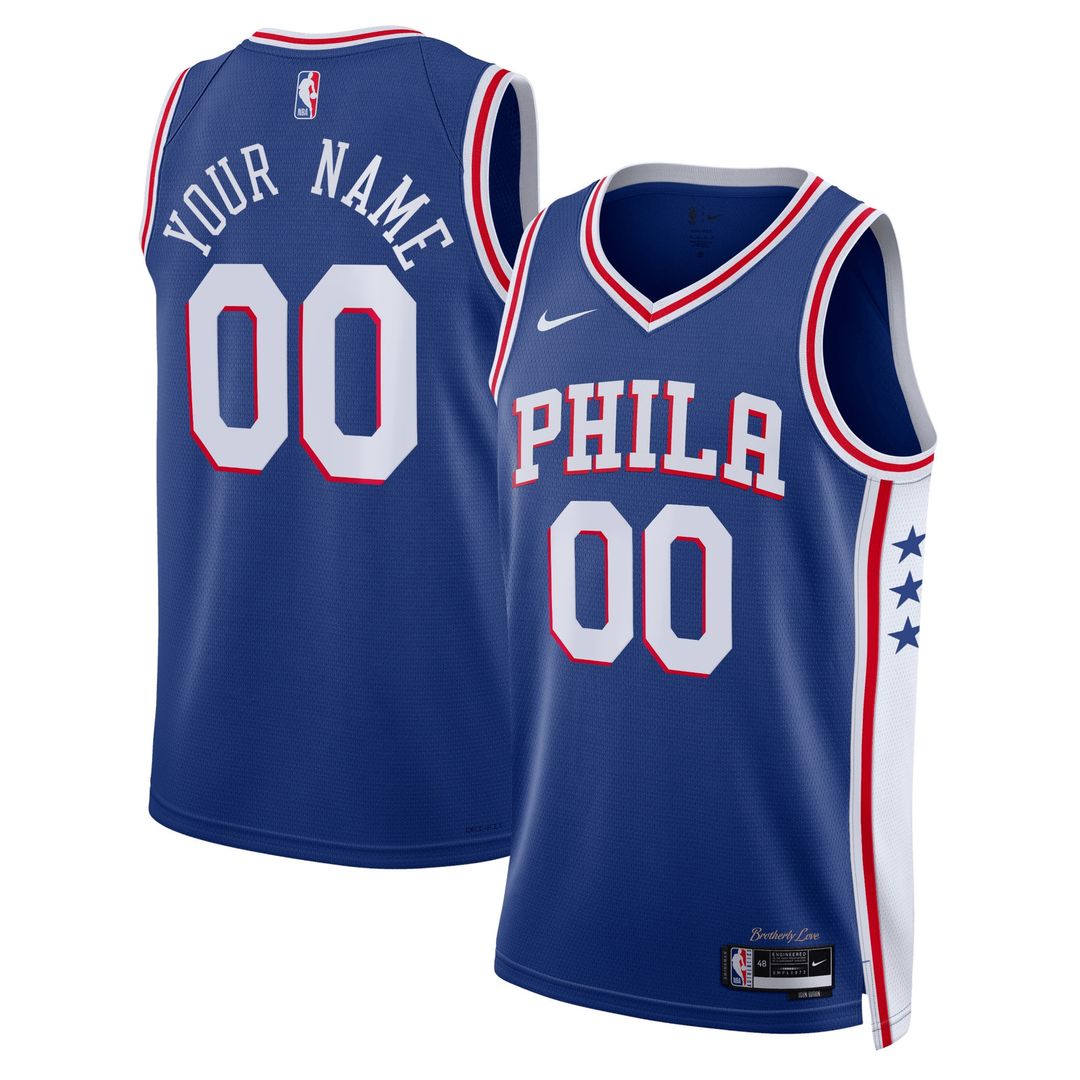 Philadelphia 76ers Nike Unisex 2022/23 Swingman Custom Jersey Royal - Icon Edition Official NBA Team Apparel Basketball Fan Gear
