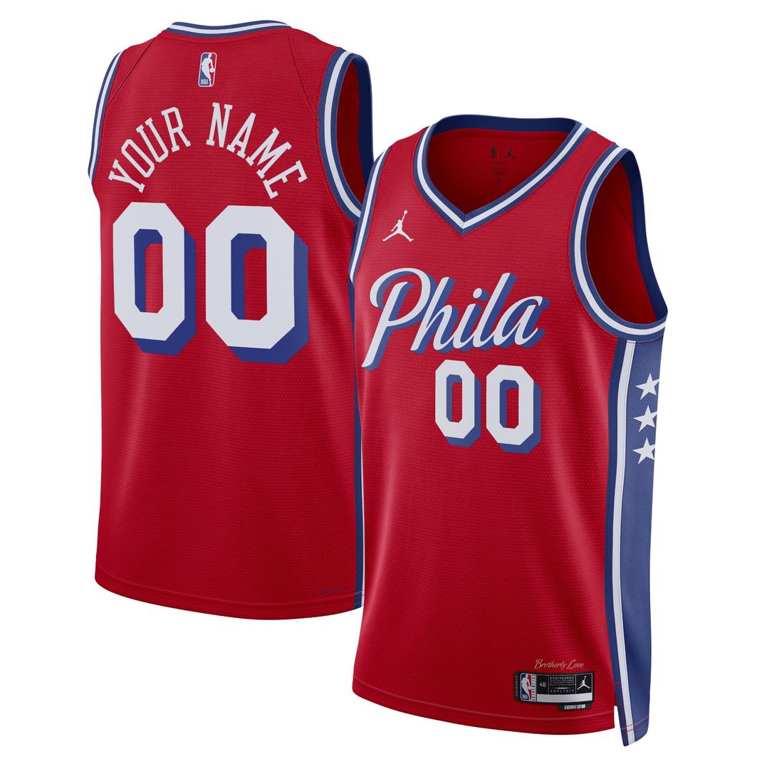 Philadelphia 76ers Jordan Brand Unisex 2022/23 Swingman Custom Jersey - Statement Edition - Red Official NBA Team Apparel Basketball Fan Gear