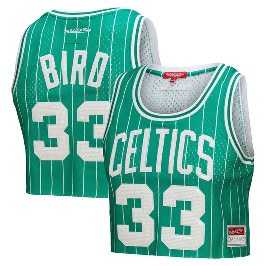 Larry Bird Boston Celtics Mitchell & Ness x DANNIJO Women's Fashion Cropped Basketball Jersey - Kelly Green Official NBA Team Apparel Basketball Fan G