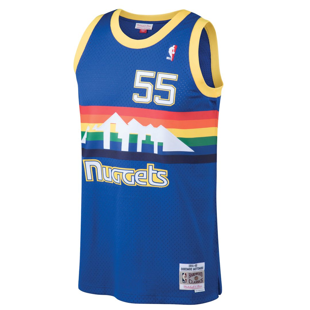 Dikembe Mutombo Denver Nuggets Mitchell & Ness 1991/92 Hardwood Classics Swingman Jersey - Blue Official NBA Team Apparel Basketball Fan Gear