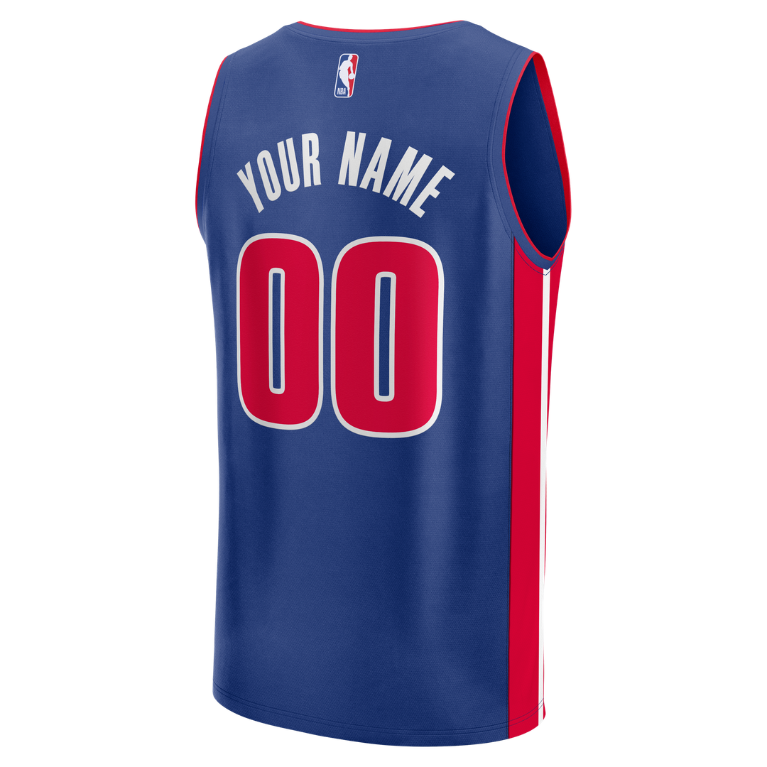 Detroit Pistons Fanatics Fast Break Custom Jersey - Icon Edition - Blue Official NBA Team Apparel Basketball Fan Gear