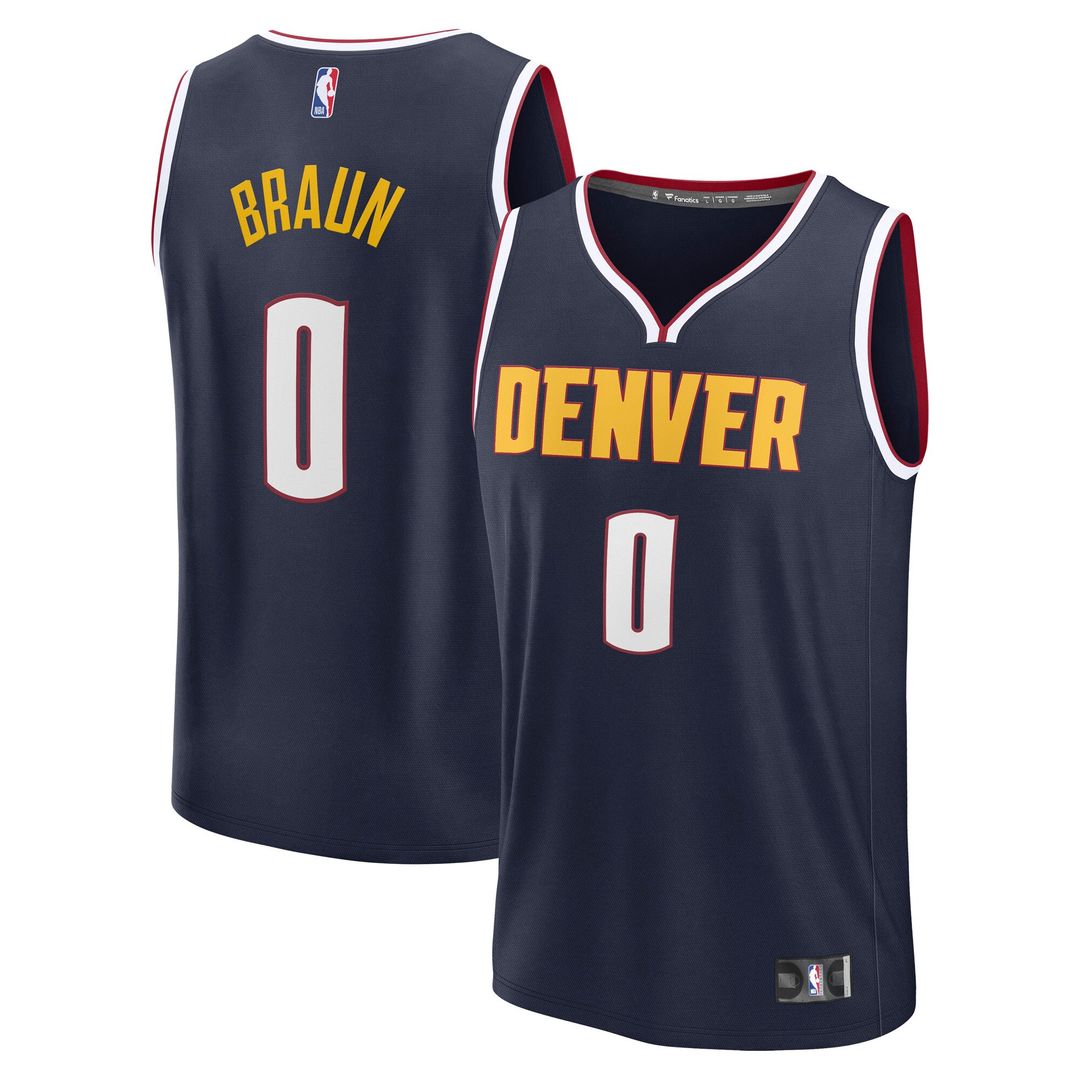 Christian Braun Denver Nuggets Fanatics Fast Break Replica Player Jersey - Icon Edition - Navy Official NBA Team Apparel Basketball Fan Gear
