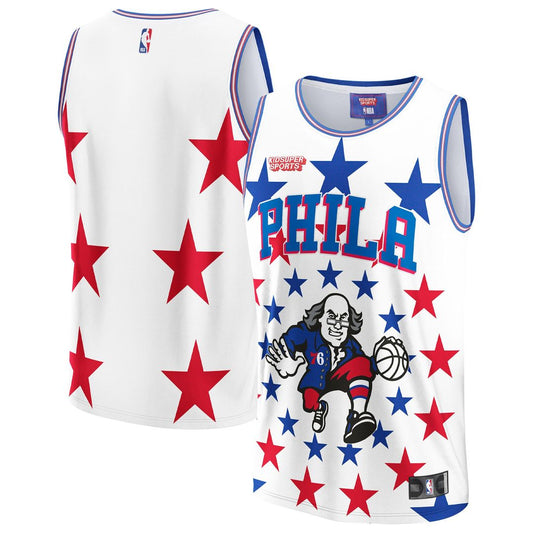 Philadelphia 76ers NBA & KidSuper Studios by Fanatics Unisex Hometown Jersey - White Official NBA Team Apparel Basketball Fan Gear