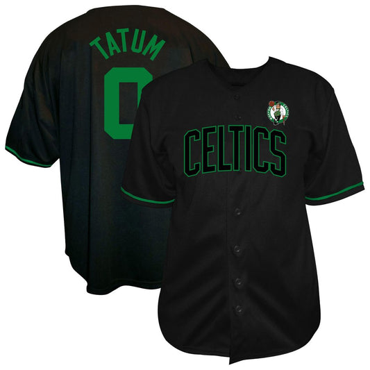 Jayson Tatum Boston Celtics Profile Big & Tall Name & Number Button-Up Jersey - Black Official NBA Team Apparel Basketball Fan Gear