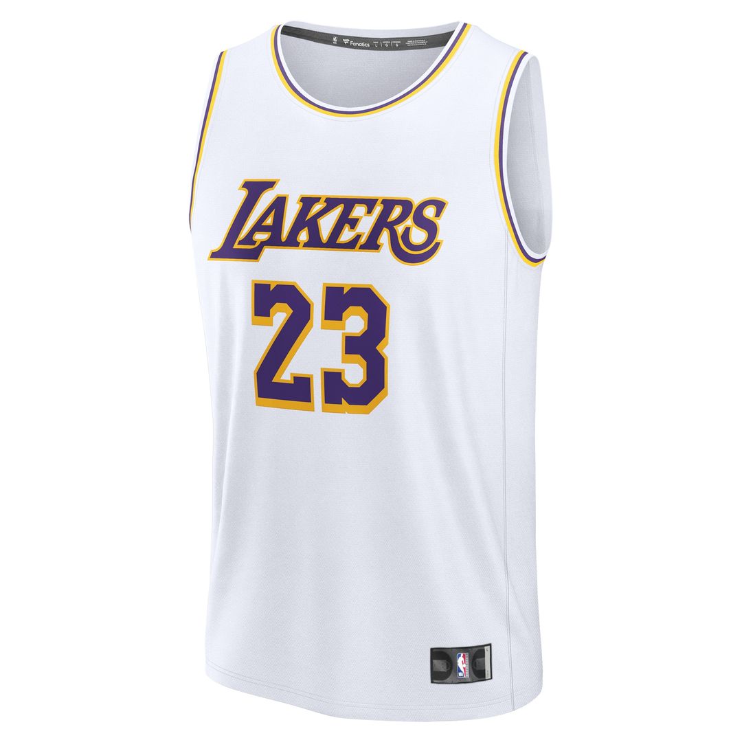 LeBron James Los Angeles Lakers Fanatics Fast Break Replica Player Jersey - Association Edition - White Official NBA Team Apparel Basketball Fan Gear