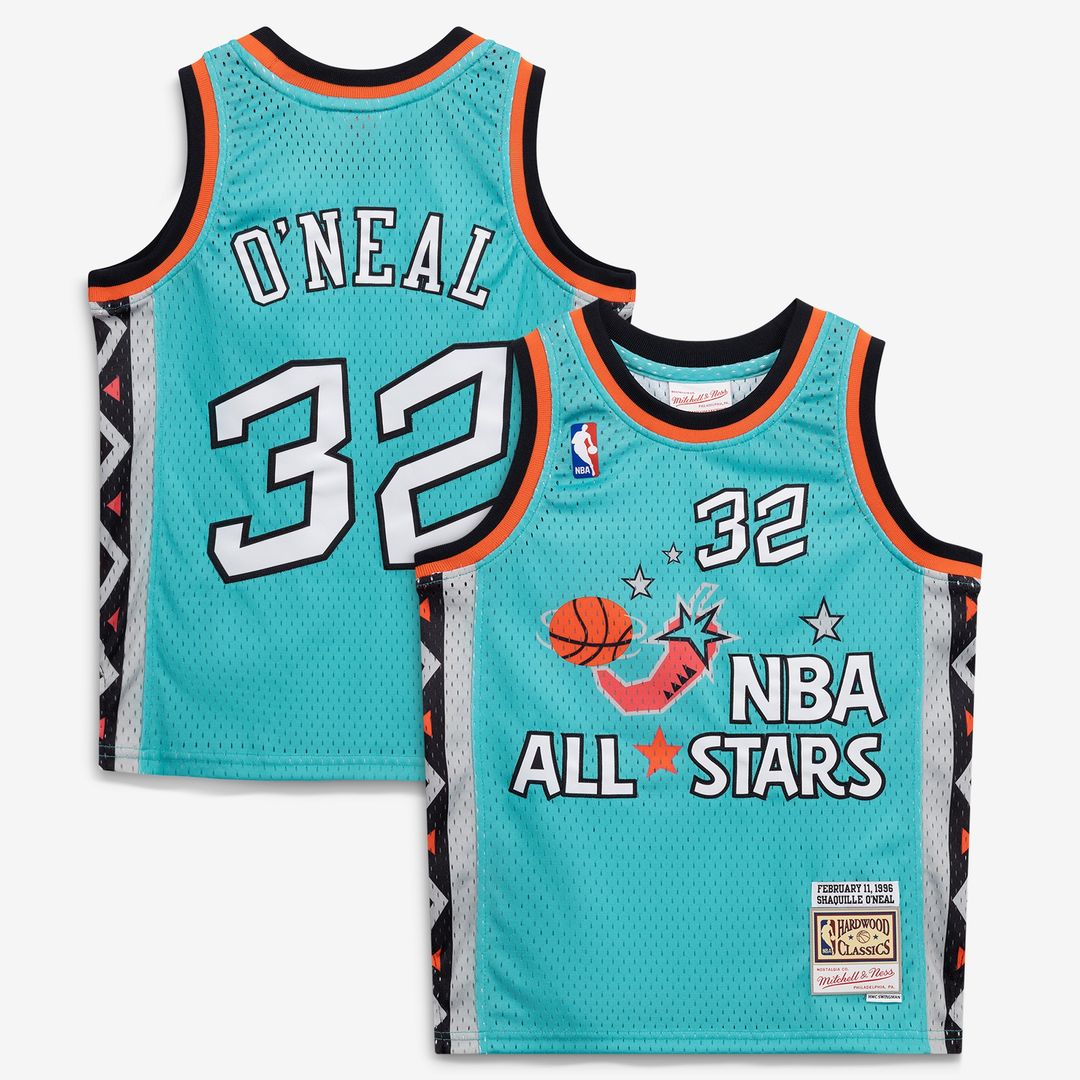 Shaquille O'Neal 1996 NBA All-Star Game Mitchell & Ness Youth Hardwood Classics Swingman Jersey - Teal Official NBA Team Apparel Basketball Fan Gear