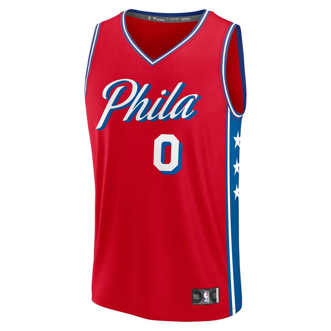 Tyrese Maxey Philadelphia 76ers Fanatics Fast Break Replica Player Jersey - Statement Edition - Red Official NBA Team Apparel Basketball Fan Gear
