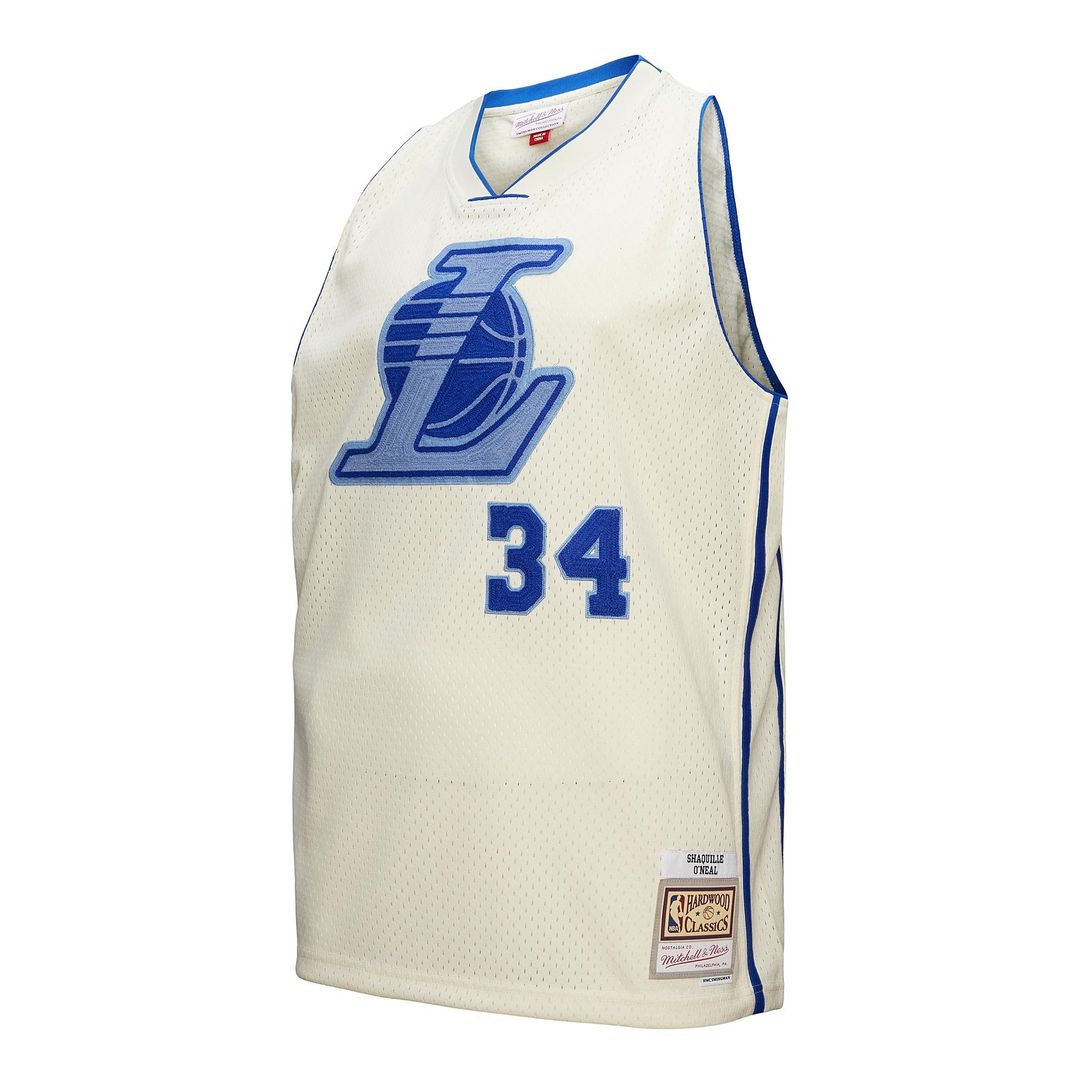 Shaquille O'Neal Los Angeles Lakers Mitchell & Ness Chainstitch Swingman Jersey - Cream Official NBA Team Apparel Basketball Fan Gear