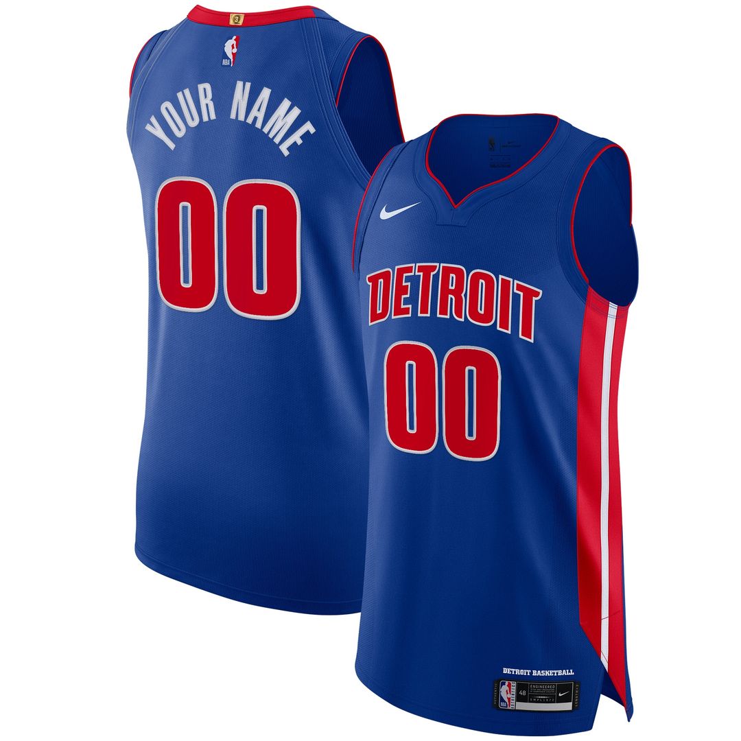 Detroit Pistons Nike Authentic Custom Jersey Blue - Icon Edition Official NBA Team Apparel Basketball Fan Gear