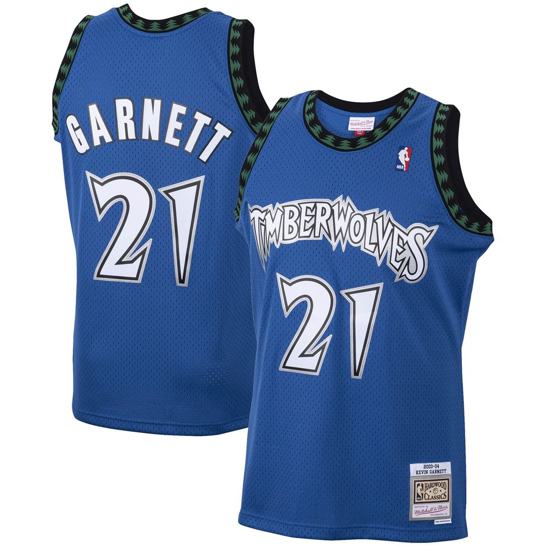 Kevin Garnett Minnesota Timberwolves Mitchell & Ness 2003/04 Hardwood Classics Swingman Jersey - Blue Official NBA Team Apparel Basketball Fan Gear