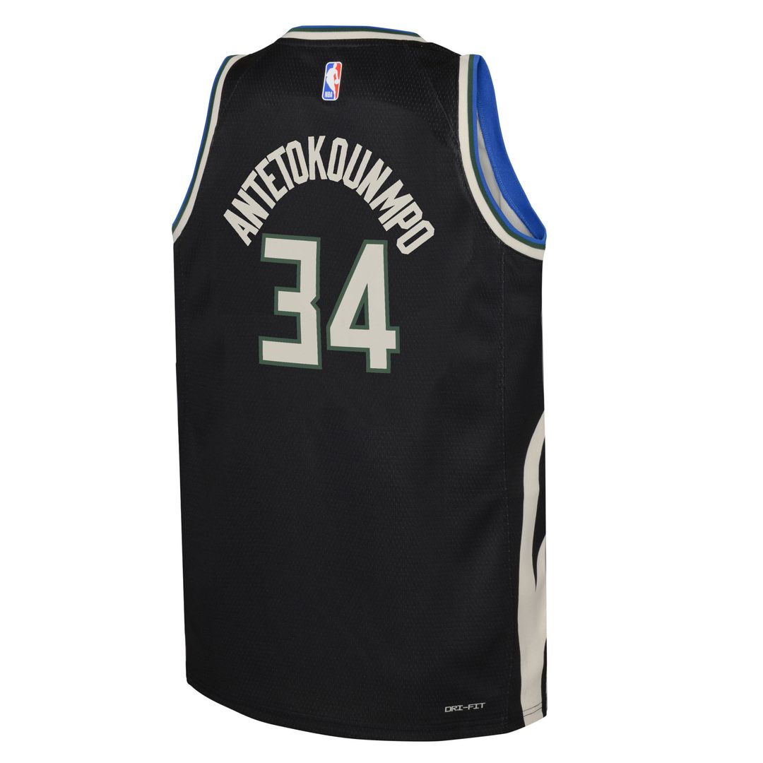 Giannis Antetokounmpo Milwaukee Bucks Jordan Brand Youth Swingman Jersey - Statement Edition - Black Official NBA Team Apparel Basketball Fan Gear