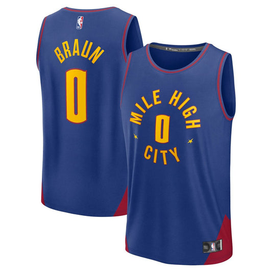 Christian Braun Denver Nuggets Fanatics Fast Break Replica Player Jersey - Statement Edition - Blue Official NBA Team Apparel Basketball Fan Gear