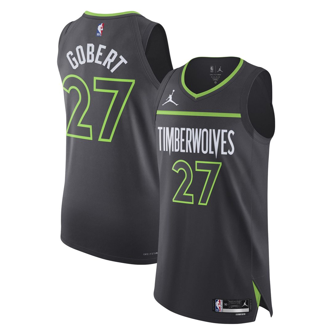 Rudy Gobert Minnesota Timberwolves Jordan Brand Authentic Jersey - Statement Edition - Anthracite Official NBA Team Apparel Basketball Fan Gear