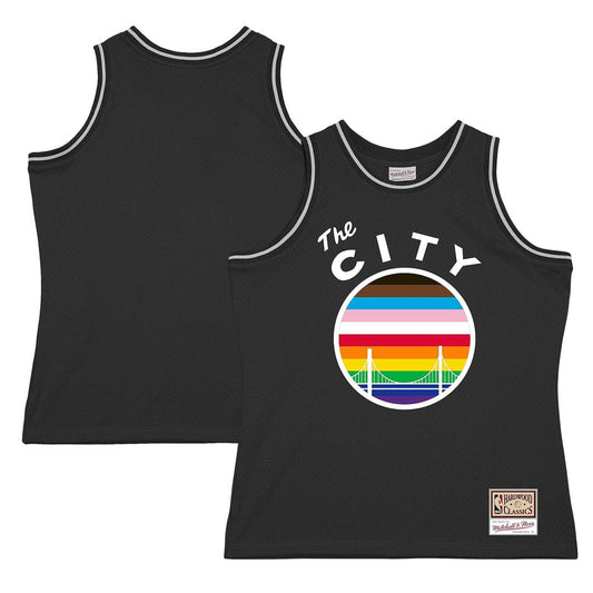 Golden State Warriors Mitchell & Ness Hardwood Classic Pride Jersey - Black Official NBA Team Apparel Basketball Fan Gear