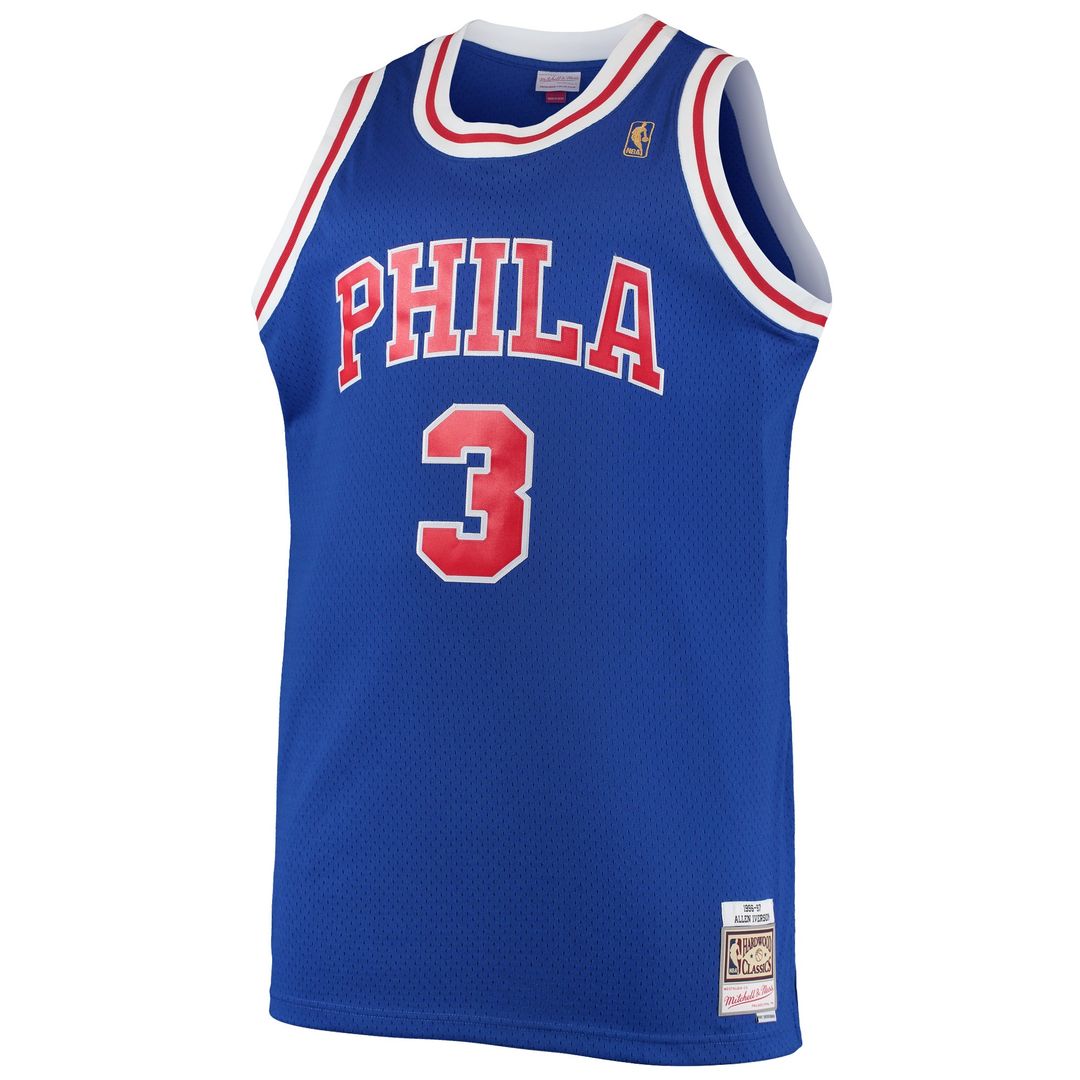 Allen Iverson Philadelphia 76ers Mitchell & Ness 2000/01 Big & Tall Hardwood Classics Swingman Jersey - Black Official NBA Team Apparel Basketball Fan