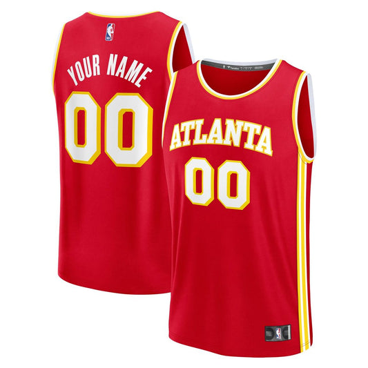Atlanta Hawks Fanatics Fast Break Custom Jersey - Icon Edition - Red Official NBA Team Apparel Basketball Fan Gear