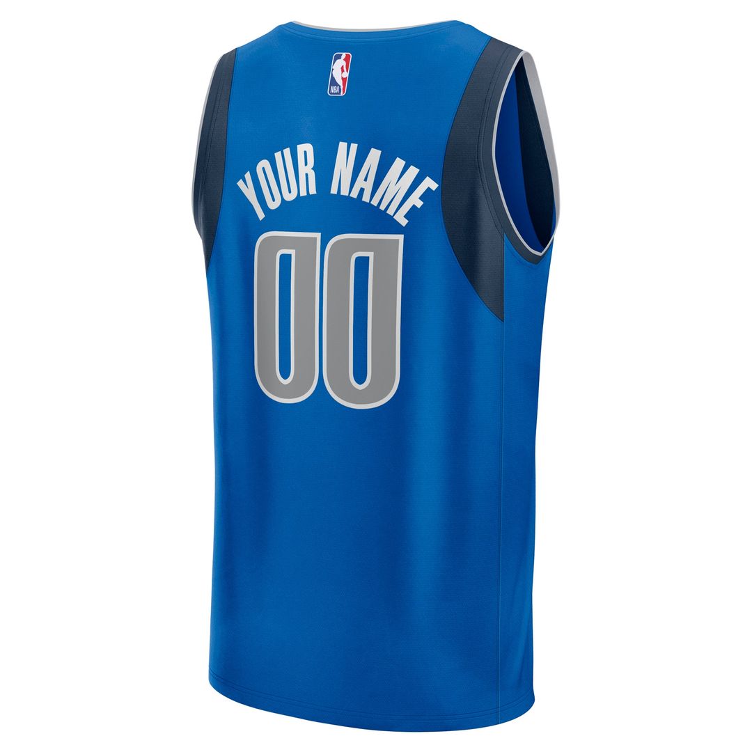 Dallas Mavericks Fanatics Fast Break Custom Jersey - Icon Edition - Blue Official NBA Team Apparel Basketball Fan Gear