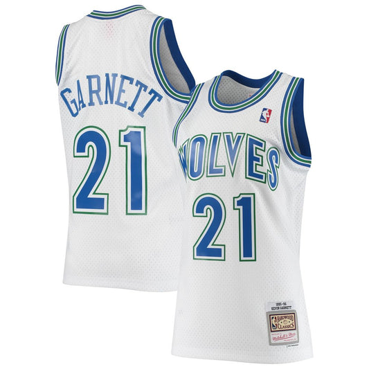 Kevin Garnett Minnesota Timberwolves Mitchell & Ness 1995/96 Hardwood Classics Swingman Jersey - White Official NBA Team Apparel Basketball Fan Gear